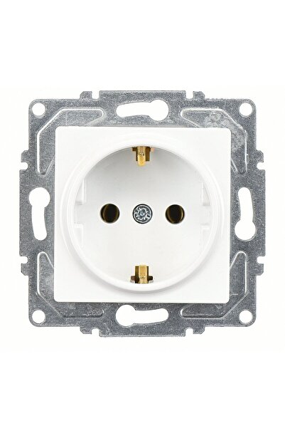 Günsan Visage White Covered Grounded Socket Mechanism