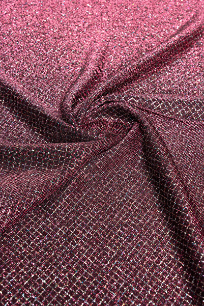 Kumaş Deposu Πλεκτό ύφασμα με μοτίβο μπακλαβά με γκλίτερ μπορντό