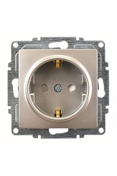 Günsan Visage Metallic Beige Child Proof Grounded Socket Mechanism
