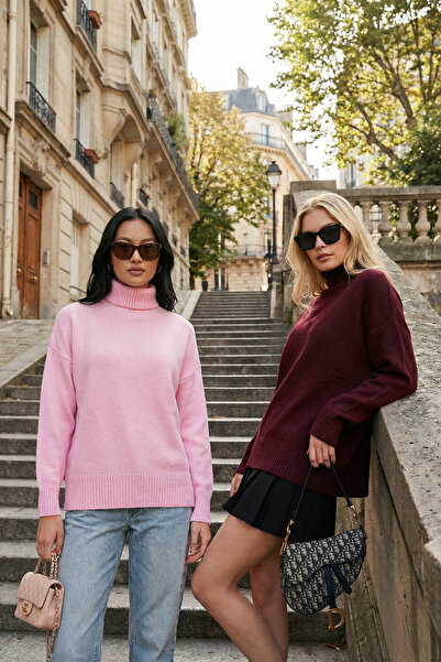 Lela Oversize Fit Balıkçı Yaka Yumuşak Dokulu 2'li Paket Triko Kazak KAZAK 68...