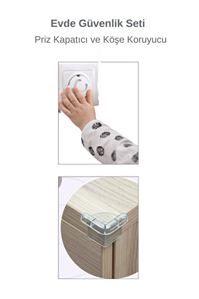 ketbox 6 Adet Priz Kapatıcı Ve 4 Adet Silikon Köşe Koruyucu 3m Bantlı Çocuk Bebek Güvenlik Set