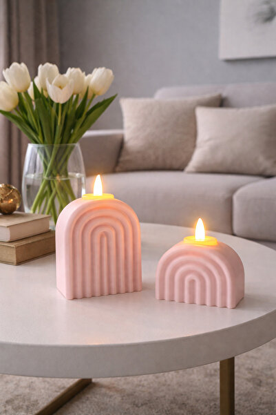Katmanx 3D Minimal Rainbow Tasarımlı LED Mum Seti | Dekoratif Masa & Raf Süsü