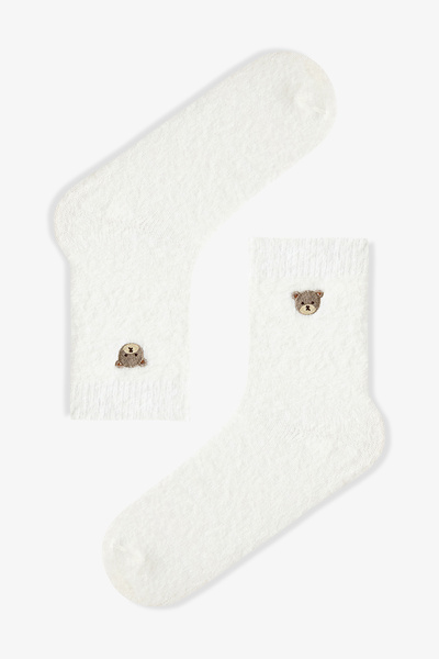 Penti Ayı Nakışlı Peluş Kalın Soket Çorap