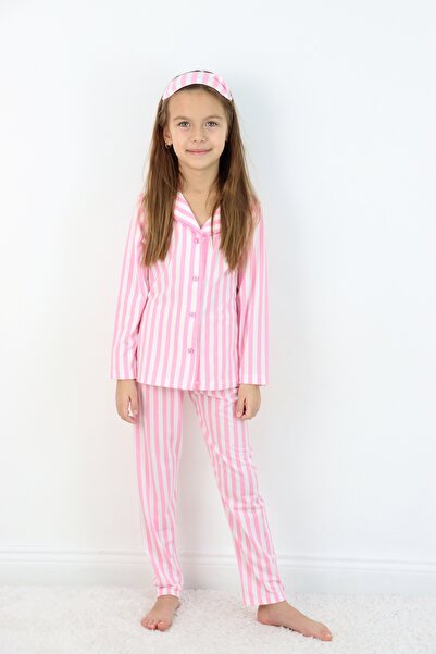 Harika KIDS Set de pijamale pentru fetiță, cu dungi, cu nasturi, din bumbac 1...