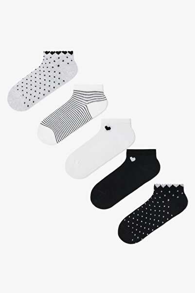 Penti 5 Çift Pamuklu Kalp Desenli Patik Çorap