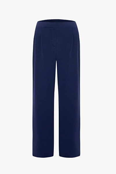 Penti Navy Blue High Waist Pleated Wide Leg Pants