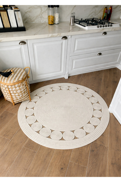 Halımax Milda Jüt Hasırlı Örgü Kilim Beyaz 70