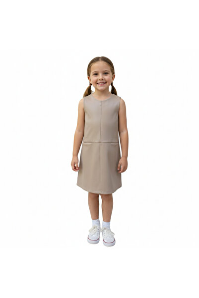 Escabel Girl's Beige Pu Leather Dress with Ruffles – Stylish and Comfortable ...