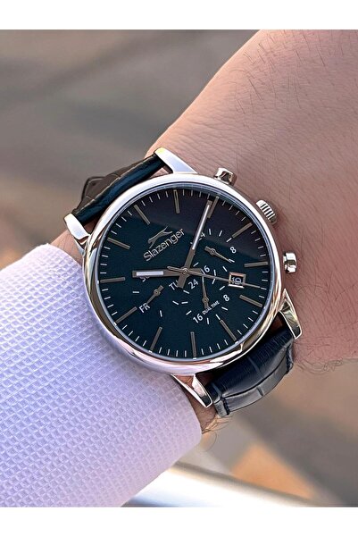 Slazenger Koyu Lacivert Deri Kordon İç Fonksiyonları Aktif 10 Atm Suya Dayanı...