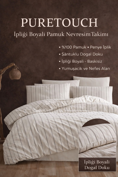 NazeninHome Puretouch Yarn-Dyed Natural Slub Duvet Cover Set Single Size 100%...