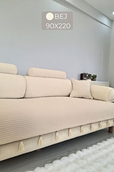 ARVA Home Koltuk Örtüsü Püsküllü Çekyat Örtüsü 200 X 95