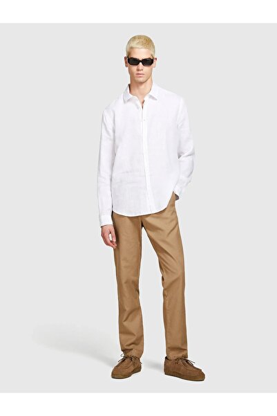 Sisley Cămașă 100% in, cu croială normală, cămașă albă pentru bărbați - 325P5...