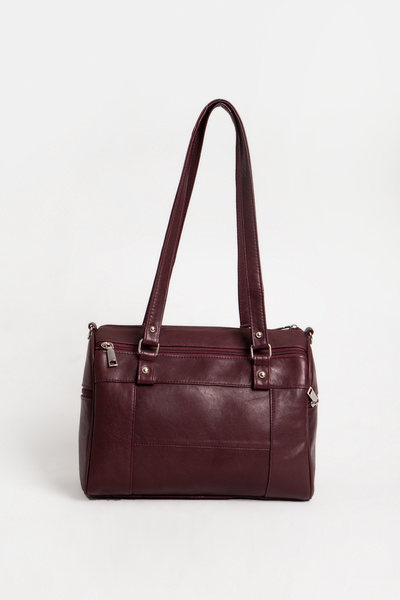 Dericlub حقيبة كتف من الجلد الطبيعي باللون العنابي لعام 2017