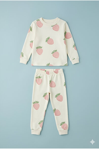 MADALİNA Дівчачий 100% бавовняний піжамний комплект з полуничним візерунком