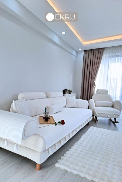 ARVA Home Takım Koltuk Örtüsü %100 Pamuk Püsküllü Çekyat Örtüsü