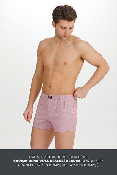 BRR İç Giyim 12’li Paket Karışık Renk Poplin Boxer Şort