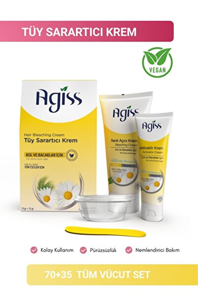 AGISS Doğal Papatya Özlü Tüy Sarartıcı Krem Set 70gr + 35gr