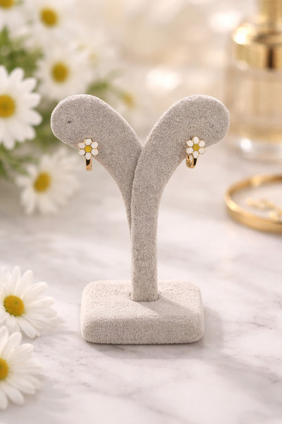 Utku Kuyumculuk 14 Ayar Papatya Mineli Kız Çocuk Altın Küpe