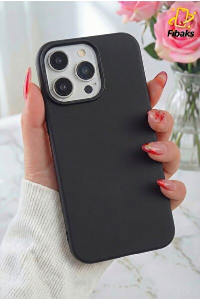 Fibaks iPhone 15 Pro Max Kılıf Kadife Lansman Soft Yumuşak Liquid Silikon Kam...