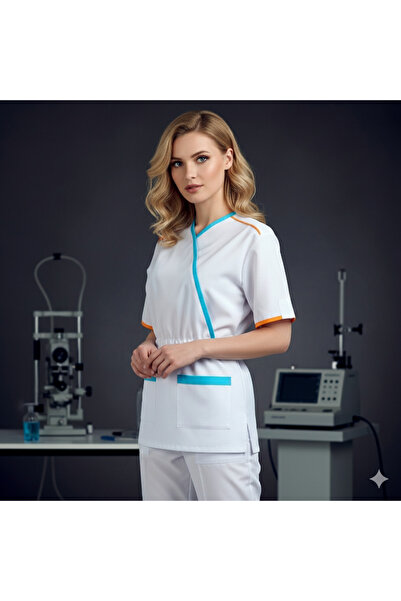 temex Medikal Üniforma Alt Üst Takım Belden Daralabilen Cepli Modern Renkli B...