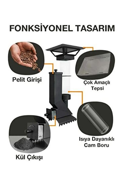 Realx Portatif Mini Cam Pelet Soba Kamp,Balkon,Teras Tipi Yüksek Kalite -  Pürmüz ve Pelet Hediyeli