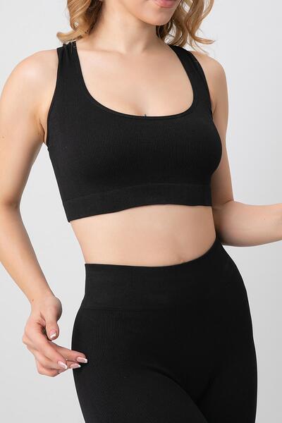 Doremi Seamless Ribbed Cross Thick Strap Sports Bra