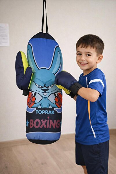 Leyaton Çocuk Boks Torbası Seti Eldivenli Hediyeli Kum Torbası (no-2)