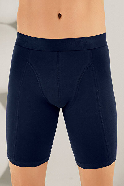 Şahinler بوكسر طويل ليكرا كحلي للرجال Me114