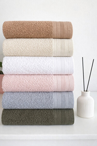 towboo Eco-Friendly 6-Pack 50X80 Cotton Hand and Face Towels (Khaki, Light Gr...