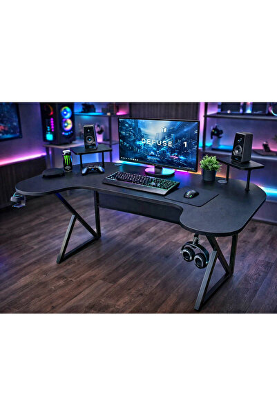 Michael Brean Özel Joystick Tasarım  Oyuncu Masası 160 Cm Bardaklık Ve Kulakl...