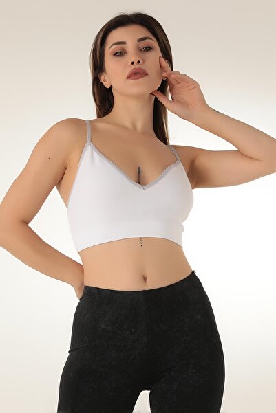 Miorre V-Neck Ribbed Non-Supported Sports Bra - Thin Strap