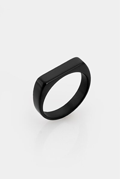 UKHWD SUPPLY 316L Steel Rectangle Cut Black Men's Ring