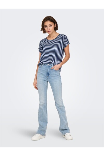 ONLY ONLMOSTER STRIPE S/S O-NECK TOP JRS NOOS Γυναικεία μπλε μπλούζα - 15206243