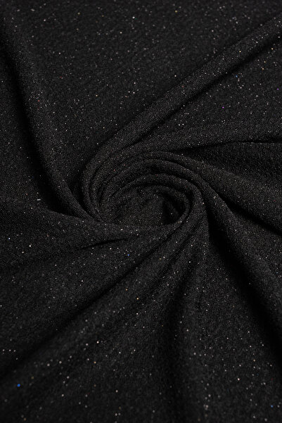 Kumaş Deposu فوكورو قماش سهرة محبوك بخلفية سوداء وبريق أسود