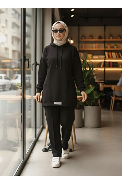 Gioni Black Two Thread Hijab Suit with Label on the Front