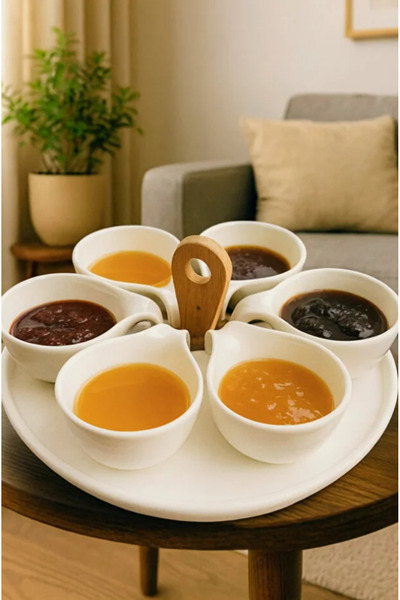 Hilamingo Home Porselen Tabaklı 6'lı Sunumluk Kahvaltılık