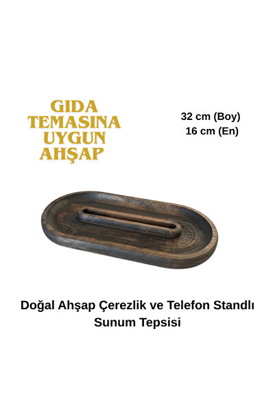 positivelife Positive Life Ahşap Telefon Tutuculu Atıştırmalık Sunum Tablası ...