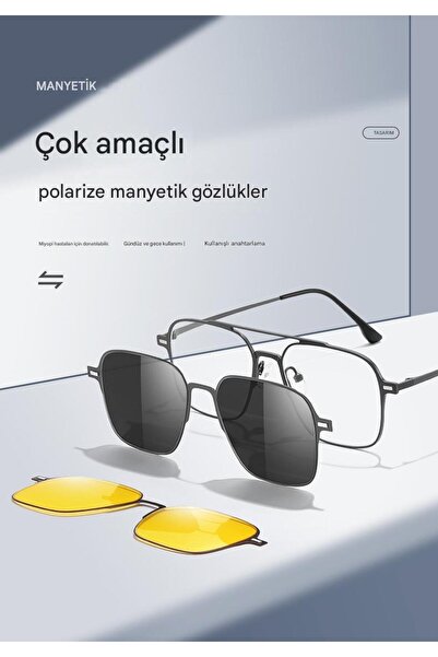 PROMARK UP 3'ü 1 Arada Manyetik Gözlük Seti – Değiştirilebilir Klipsli, Polar...
