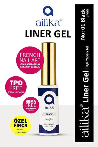 Ailika Liner Jel İnce Fırçalı Çizim Ojesi 10ml Renk: Siyah
