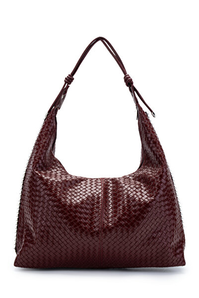 minebag Trok Detailed Ragine Braided Shoulder Bag Burgundy