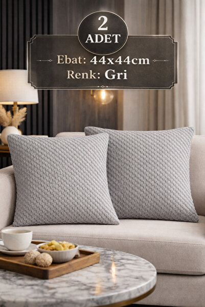 SHAL HOME Shal Plaid 2'li Dekoratif Çıtçıtlı Kırlent Kılıfı Yastık Kılıfı 44x...