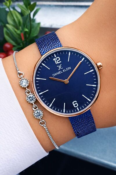 Daniel Klein Orjinal 2 Yıl Garantili Rose Gold Renk Hasır Çelik Kordonlu Kadı...