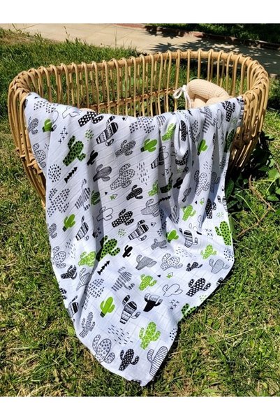 GÜRPAMUK HOME & BABY 100% Bamboo Cactus Muslin Blanket & Blanket for Baby Girl & Boy/Child