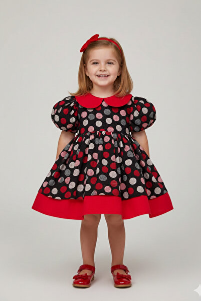 Bertuğ Bebek Puantiyeli Çok Renkli Kırmızı Kız Çocuk Bebek Pamuklu Kabarık El...