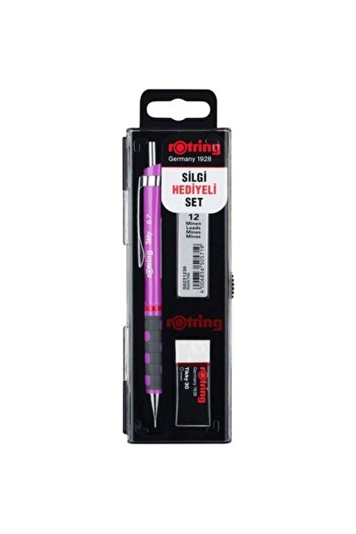 Rotring طقم مدرسي تيكى قلم رصاص متعدد الاستخدامات 0.7 ملم أرجواني + ممحاة + ر...