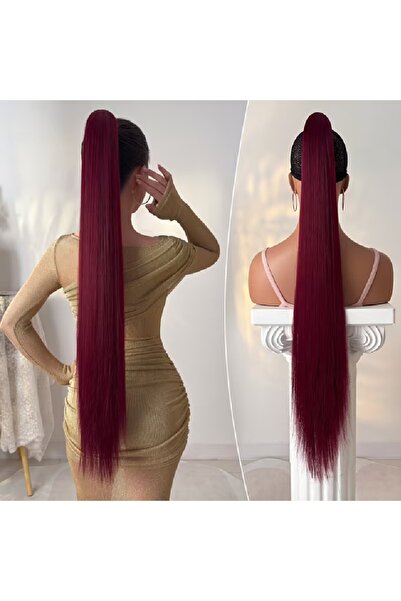 animis beauty Dark Cherry hair ponytail extension, 80 cm, straight, long hair...