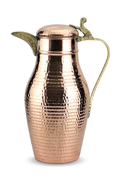 Sonay Bakırcılık Kapaklı Dövme Debbe Kırmızı Bakır Sürahi