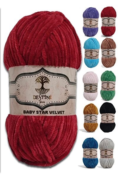 destini Velvet Knitting Thread 100 gr 120 Mt Baby Blanket, Cardigan, Poncho, ...