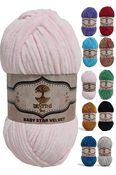 destini Velvet Knitting Thread 100 gr 120 Mt Baby Blanket, Cardigan, Poncho, ...