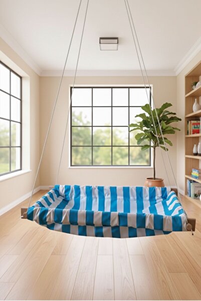 Svava Çizgili Ahşap Yaylı Zıpzıp Hamak Beşik Hoppala Tavana Asılan Hamak Salı...